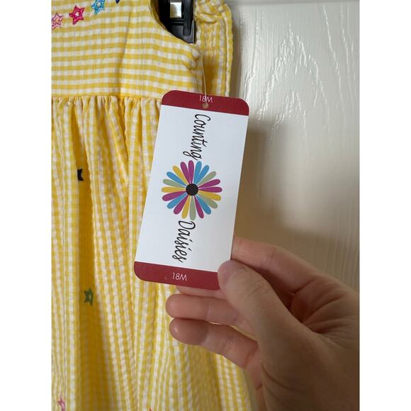 NWT Counting Daisies Baby Girl 18M Sleeveless Yellow Gingham Dress with Bloomers - Picture 3 of 5